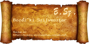Bozóki Szilveszter névjegykártya